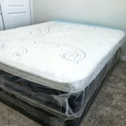 NEW QUEEN PILLOW TOP MATTRESS. Bed frame is not available. Take it home same day 👍