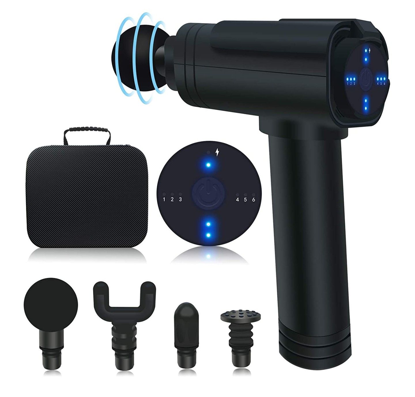 Massage Gun Deep Tissue,Percussion Muscle Massage for Pain Relief, 4 Massage Heads 24 Speed High-Intensity Vibration Portable Handheld Electric Body