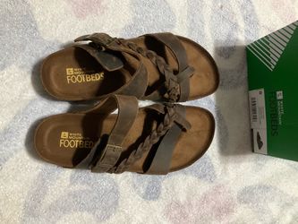 White Mountain Footbeds Brown Braided Sandals Size 8