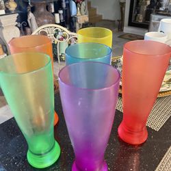Tall Hard Plastic Glasses 6 Beautiful Colors 