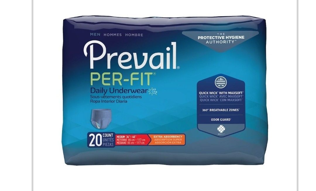 Prevail Protective Underwear for Men, Small/Medium diapers, 20 count