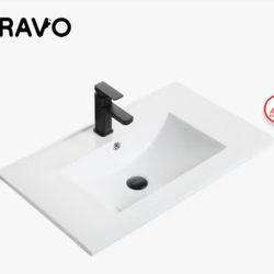 30 In X 18 In Ceramic Vanity Top In Gloss White 