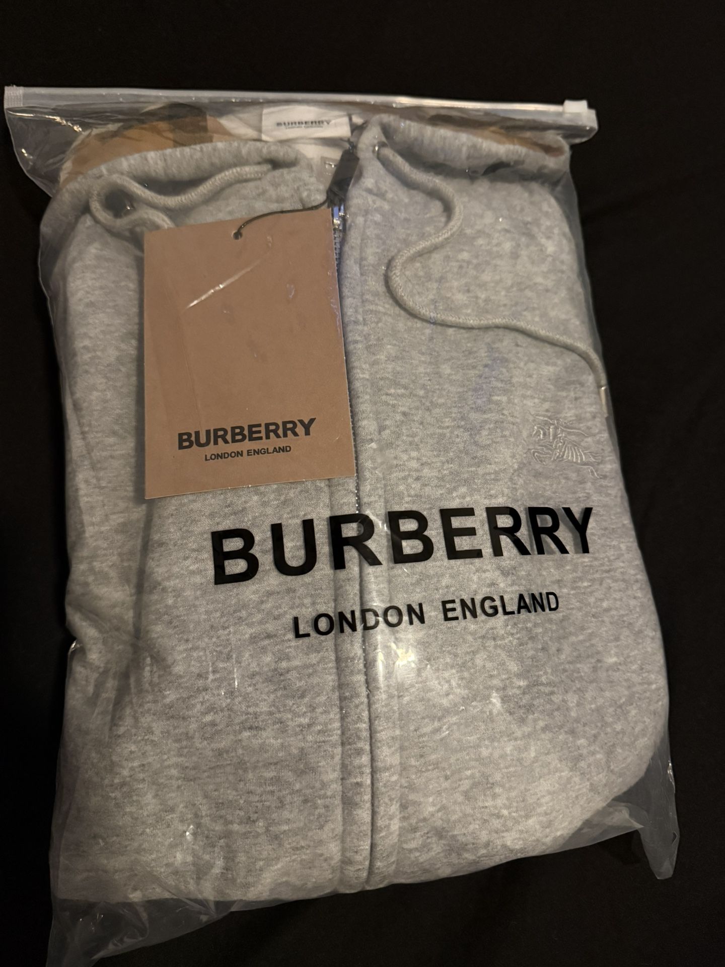 Burberry Grey Zip Up Hoodie (Medium)