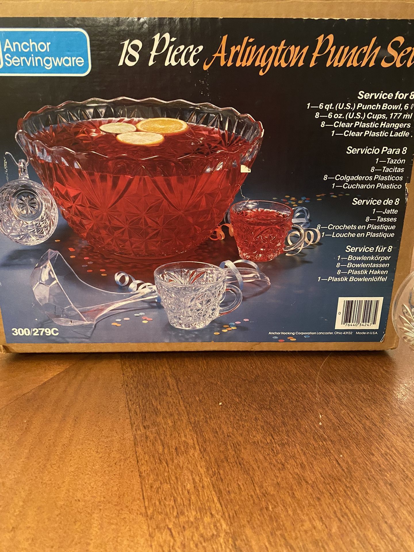Punch Bowl Set Anchor Servingware 18-piece Arlington Pattern Old Stock