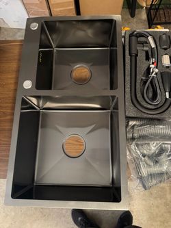 Black Stainless Steel Double Bowl Kitchen Sink