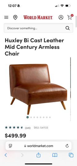 Huxley Leather Mid Century Armless Chair