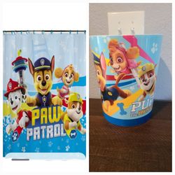 Paw Patrol Shower Curtain & Trash Can 