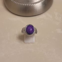 Silver and Purple Turquoise Ring Size 8