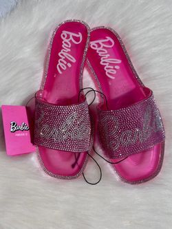 Forever 21 x Barbie Pink Rhinestone Jelly Sandals NEW