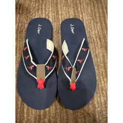 J Crew Pink Flamingo Kids Children's Flip Flops Shoes Sandals Slip Ons Size 5 Boys Girls  Flats