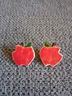 Red Apple Ceramic Stud Earrings