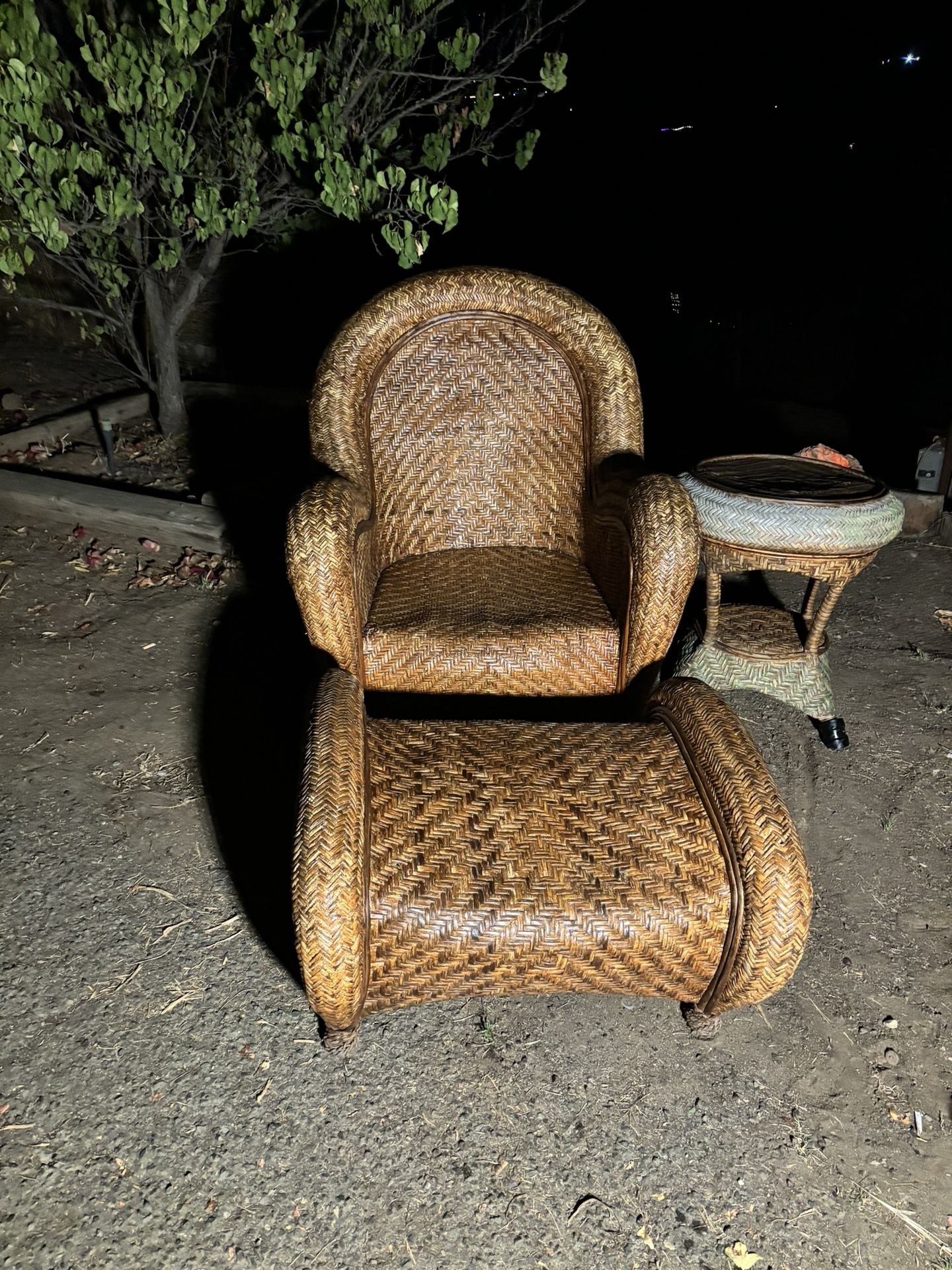 Wicker Chair And Ottoman