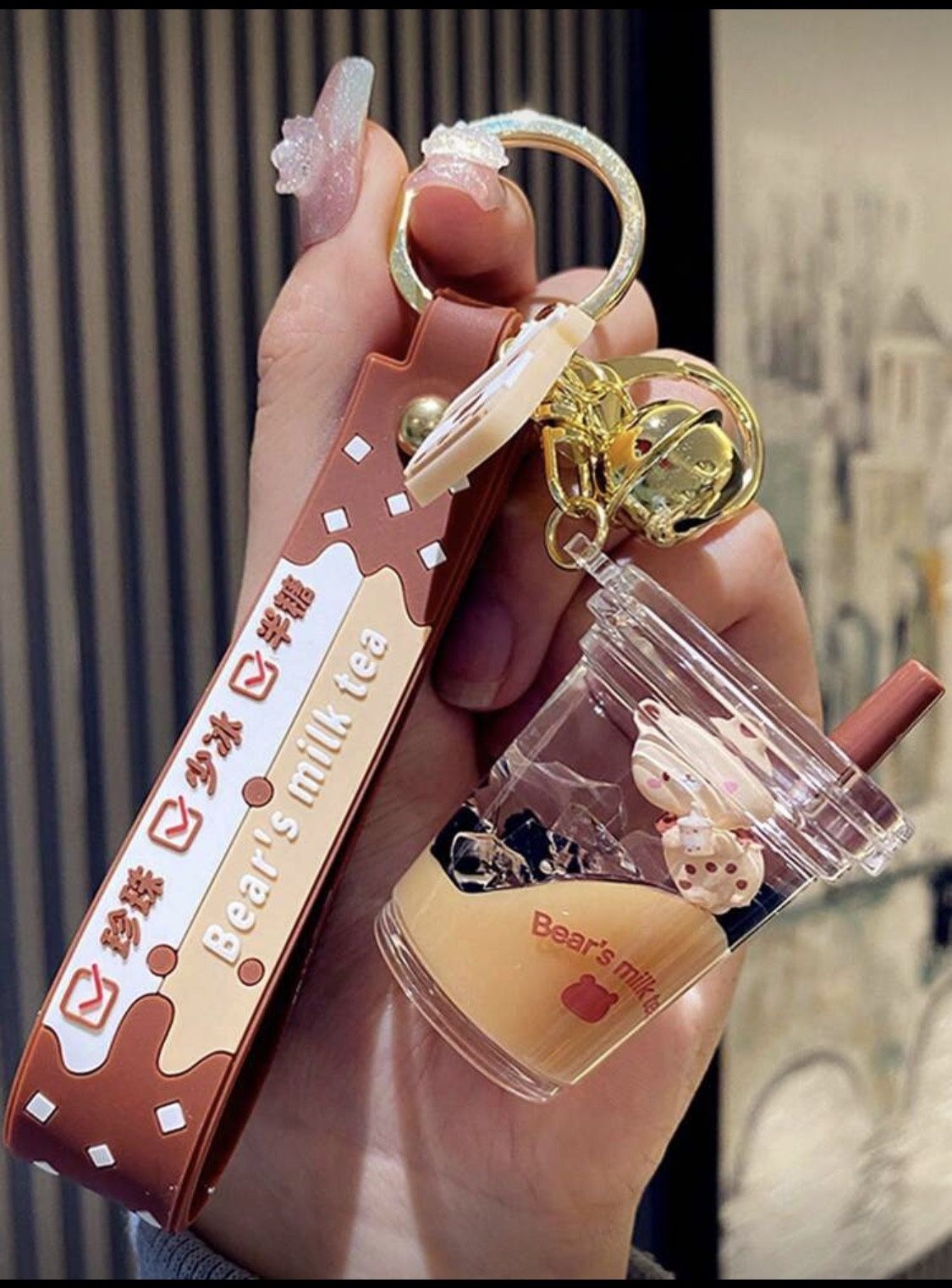 Cute π₯° Bear π» Boba π§ Tea Keychain !!!!