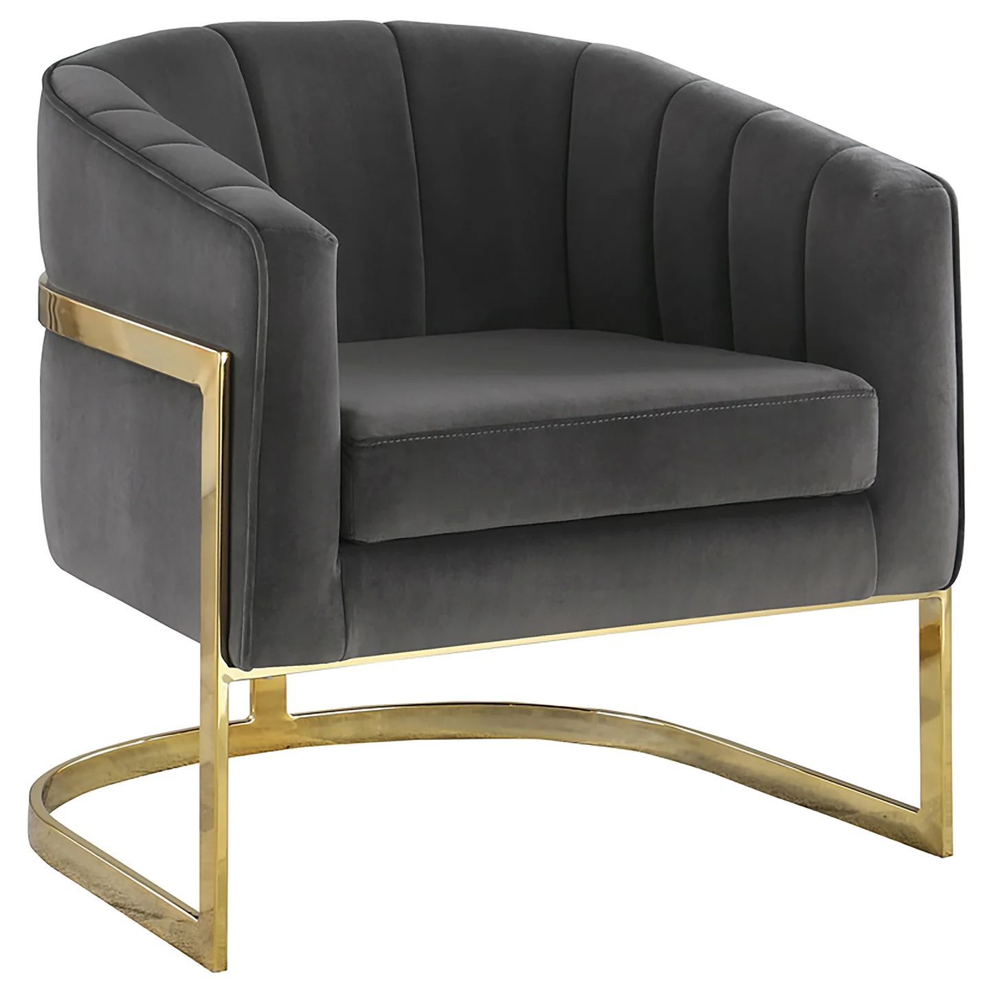 Upholstered Barrel Back Accent Chair - Dark Gray