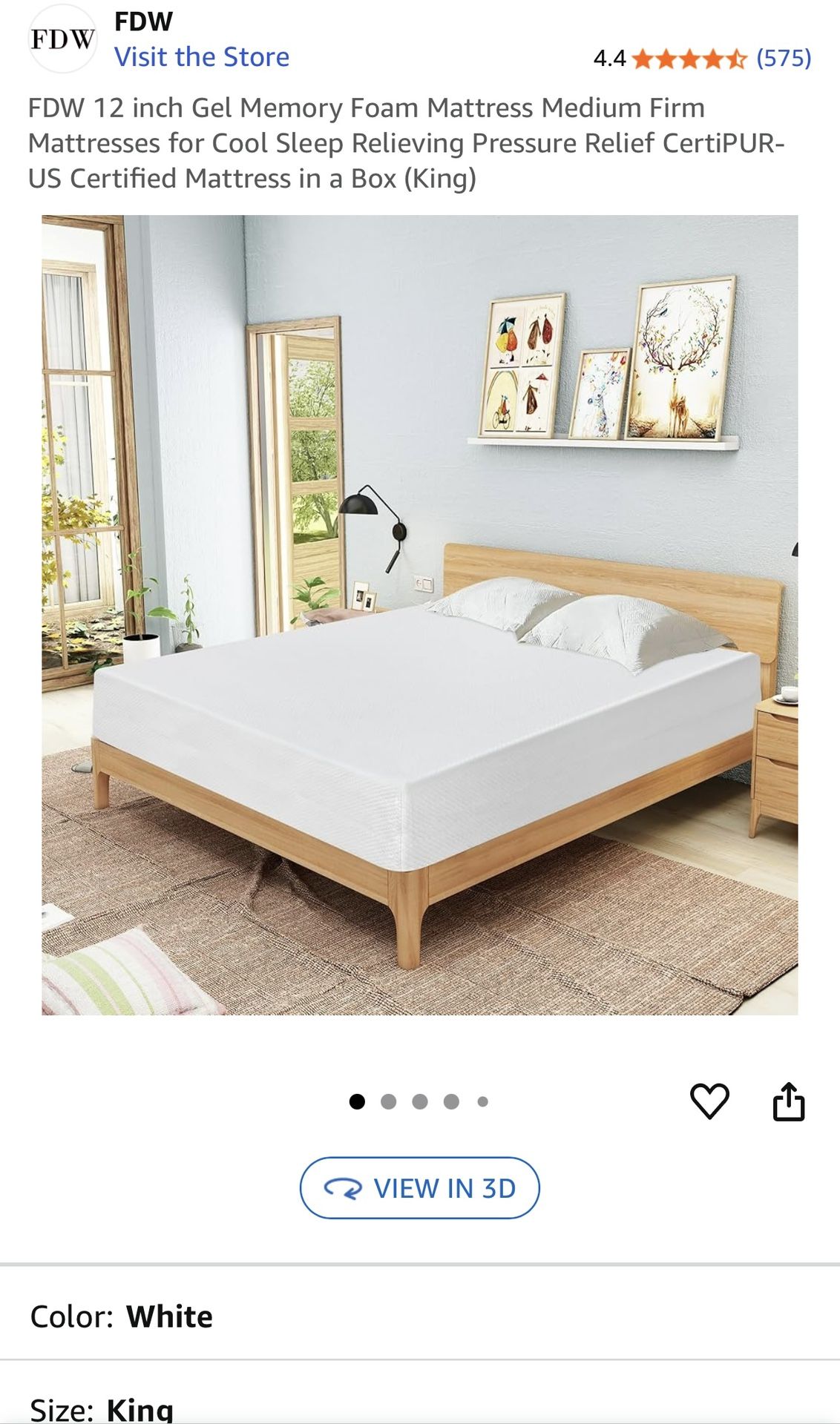Like New King Memory Foam Mattress