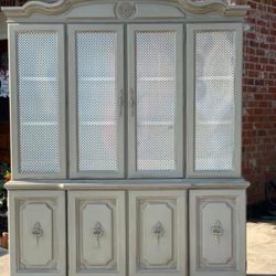 Chalk Painted Antique China Cabinet Armoire 
