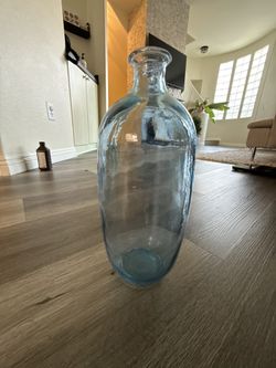 Large Blue Recycled Glass Floor Vase