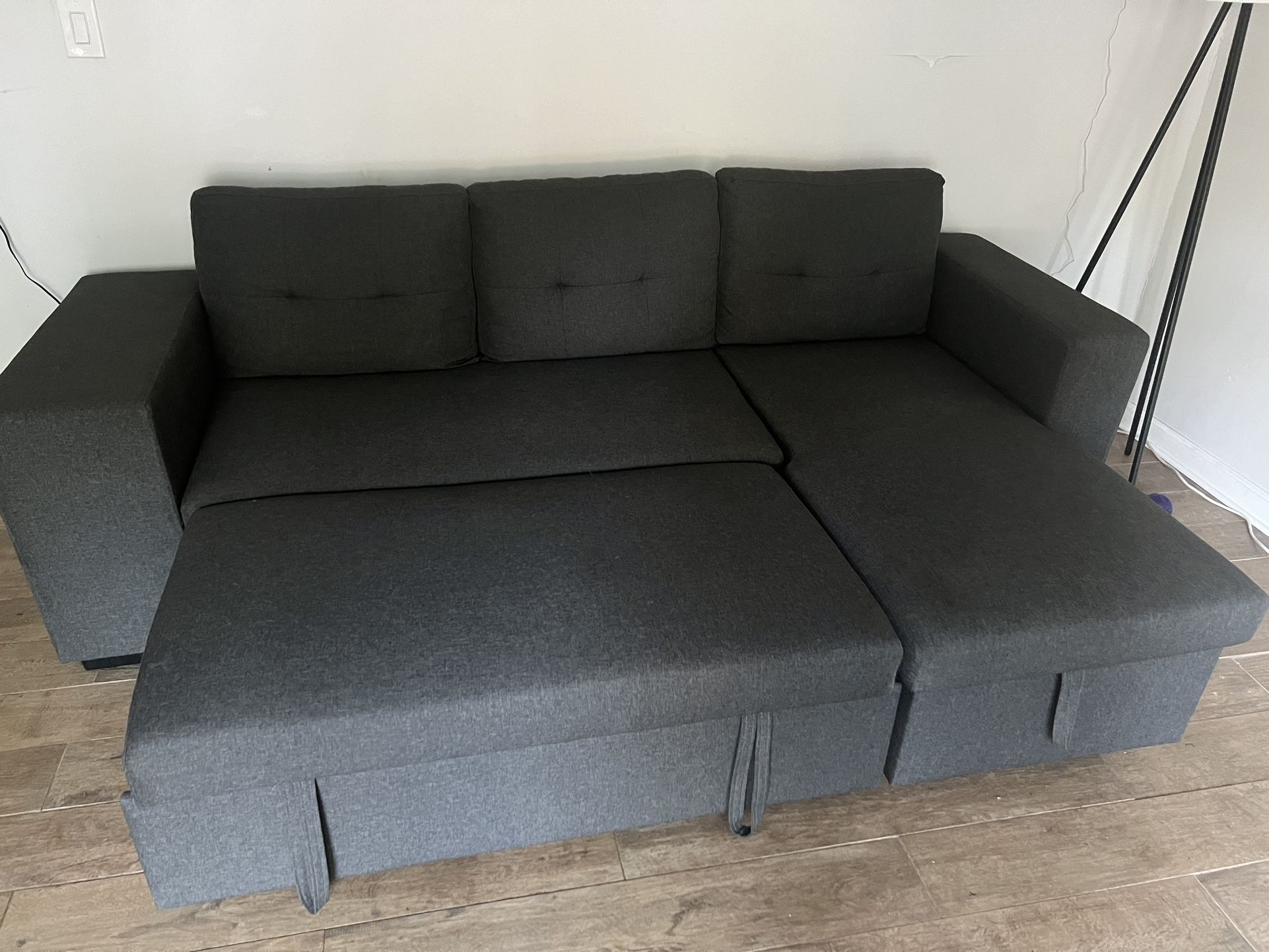 Sleeper sofa w/chaise Lounge Stools Storage