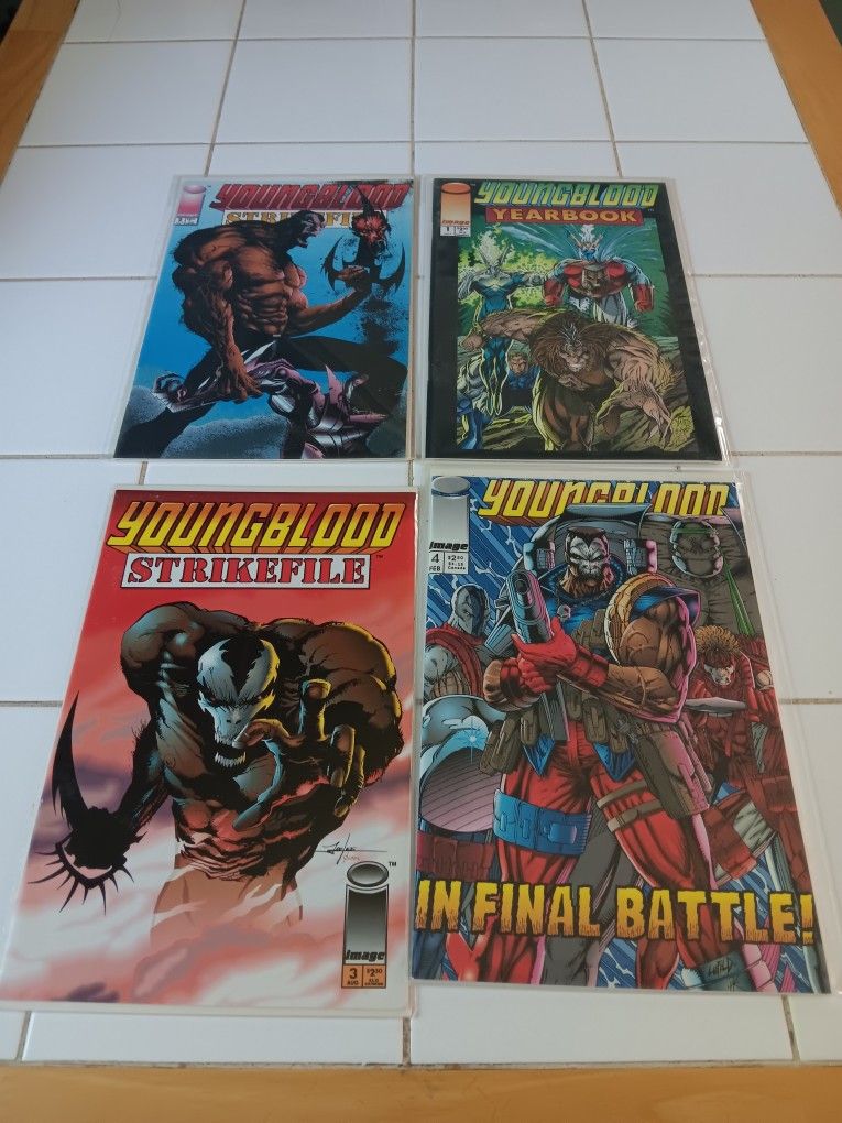 Image Youngblood Strikefile 90s Comic Book Lot Of 4. In Final Battle , Yearbook