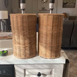 2 Wicker/Rattan Lamps