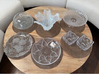 Crystal platter - serving plate and bowl - crystal glass dish