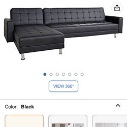 Gold Sparrow Frankfort Convertible Sectional Sofa Bed, Black