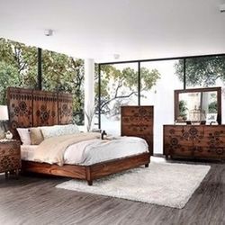 Brand New 4 PC Solid Wood Rustic Bedroom Set