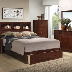 Brand New Cherry 4pc Queen Bedroom Set (Available In California & Eastern King)