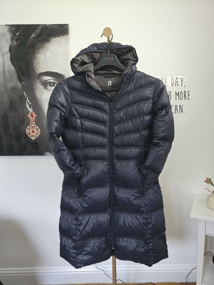 Bernardo Womens Navy Goose Down Quilted Parka Outerwear Puffer Jacket Coat
