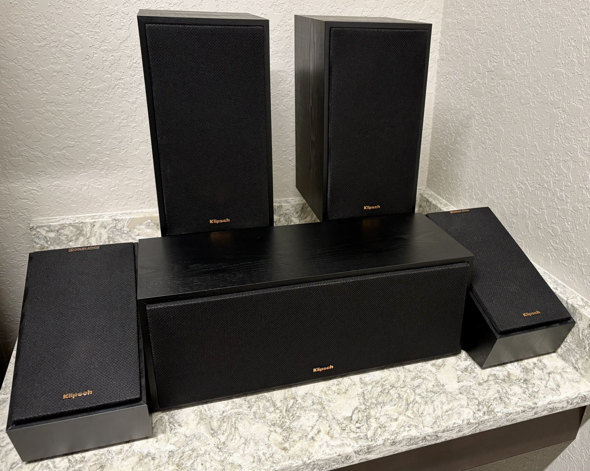 5-PIECE KLIPSCH HOME THEATER SURROUND SPEAKER BUNDLE (BLACK)