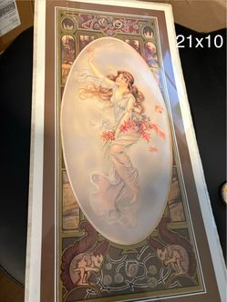 Vintage Art Nouveau Style Print 21x10 Four Seasons Fall