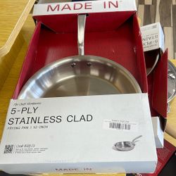 MADE IN ITALY, 5-Ply Stainless Steel Clad Frying Pan 12in