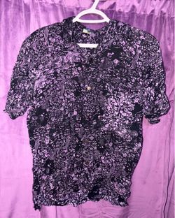 Men’s Purple&Black Button Up Short Sleeve