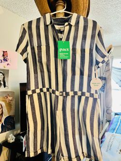 New Hemp Short Jumper In Navy And Off White 