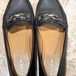 Coach Fortunate Black Leather Loafers For Women Size 6.5