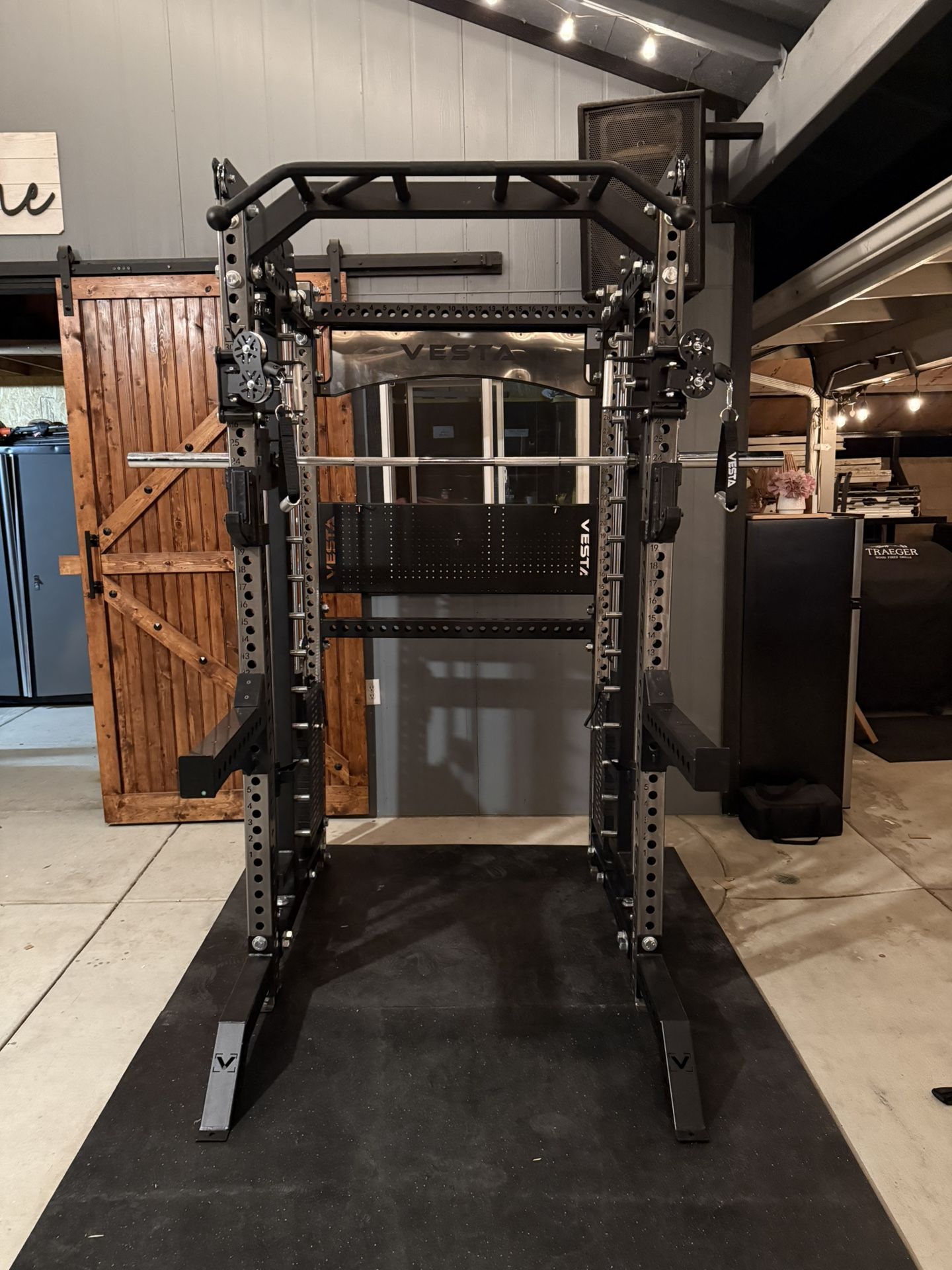 PRO SERIES Ultimate 3-1 Half Rack Functional Trainer w/Smith Machine Bar | 400lb Stack | Gym Equipment | Fitness | Commercial | Squat Rack