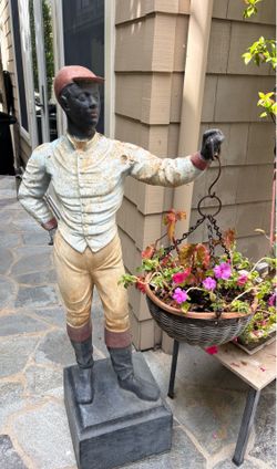 Rare cast iron jockey hitching post from early 1900s
