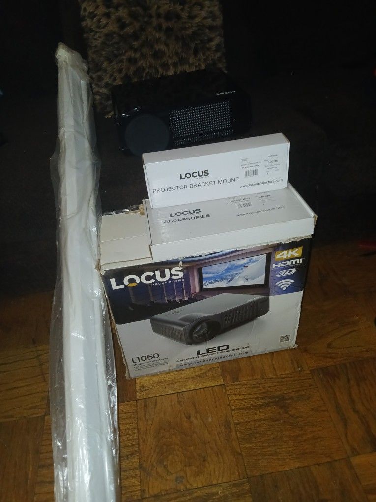 Locus 3d 4k Hdmi High Definition Multimedia Interface Projector With 7 By 7ft Screen
