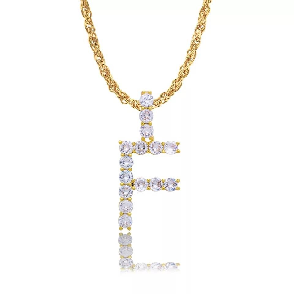 18K Gold Pl Stainless Steel Letter CZ