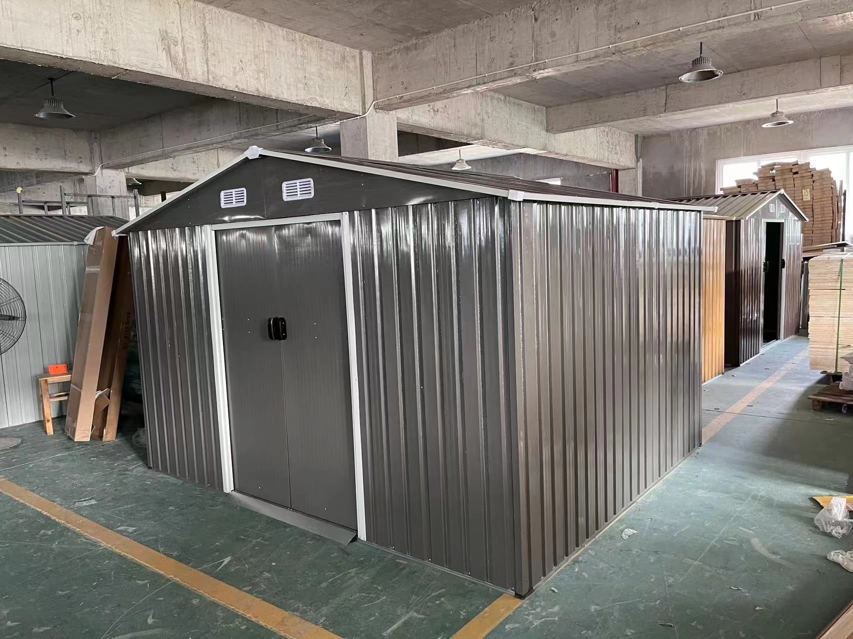 (New in box need assemble)10x8 8’ L x 10’ W x 6.’ H galvanized steel Metal Storage Shed Outdoor Garden Backyard 8’x10’ Storage