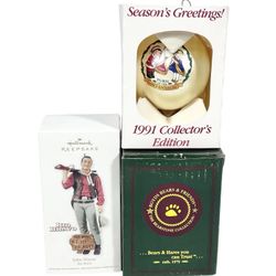 Christmas Ornaments Lot 3 John Wayne, Bear with Gingerbread Man, Campbell Soup