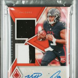 2024 Panini Phoenix - Michael Penix Jr. Rising RC Dual Patch Auto Red /99 PSA 8 