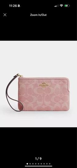 Coach pink denim wristlet