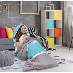 Chic Home Hayes Sleeping Bag with Cat Ear Hood Two Tone Design with Geometric Pa