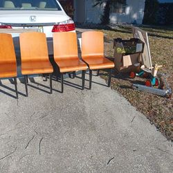 4 WOODEN CHAIRS Good Quality!! Dishes Scooter And Airfyer Pictures All