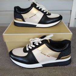 Michael Michael Kors Allie Black/Gold  Trainer Sneakers 9M