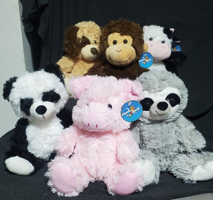 NWT 6 ADORABLE PLUSH ANIMALS