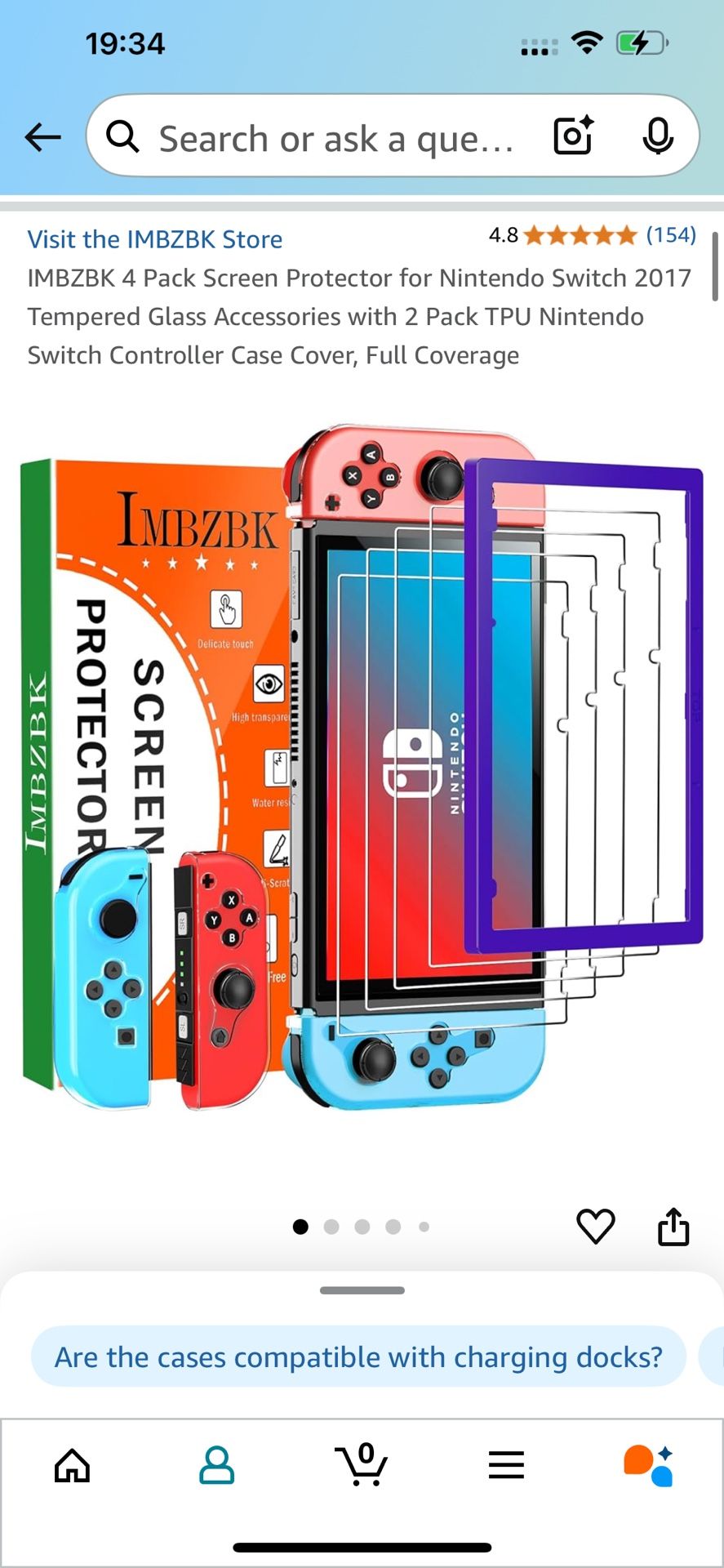 Screen Protector for Nintendo Switch 2017 Tempered Glass Accessories with 2 Pack TPU Nintendo Switch