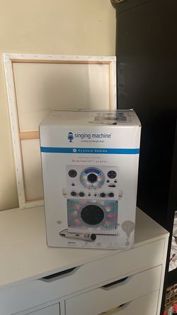 Singing Machine White Karaoke System w/ Disco Lights Party Essential
