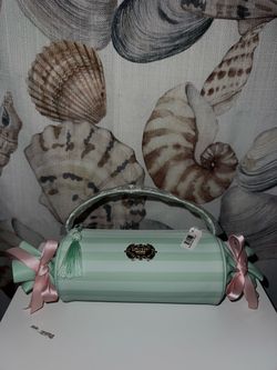 Candy striped cosmetic bag